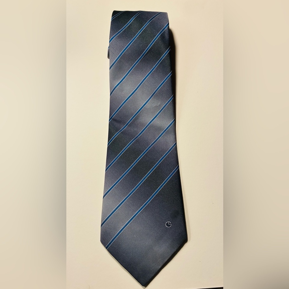 Elegant Gray and Blue Striped Goldlion vintage tie